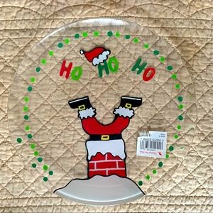 Christmas Holiday Ho Ho Ho Santa in the Chimney 8” plate